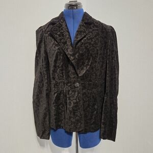 Black Floral Velveteen Cotton Blazer Size 8